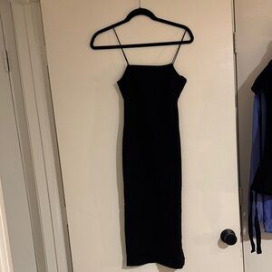 Miami Black Midi Dress with Spaghetti Straps
